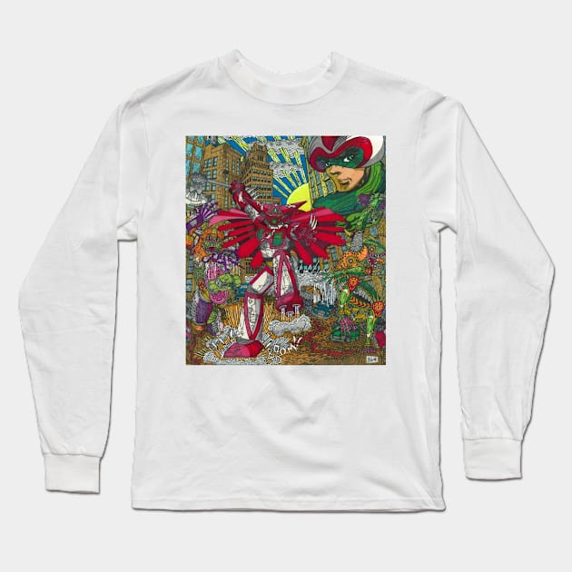 Giant Robot Madness! Long Sleeve T-Shirt by SnowFlake Comix